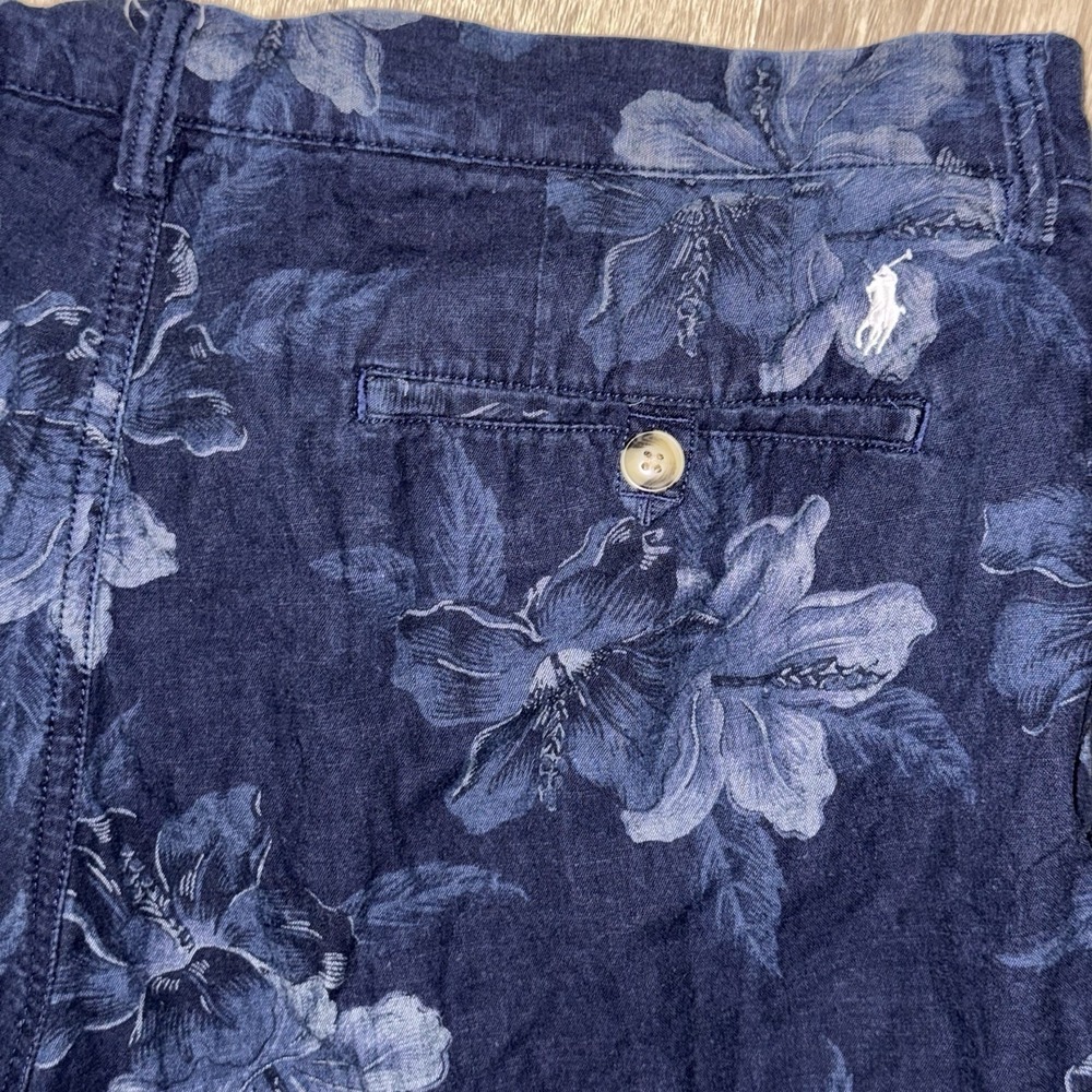 Polo Ralph Lauren Classic Fit 8" Floral Chino Shorts Men's 33 Navy Blue Cotton